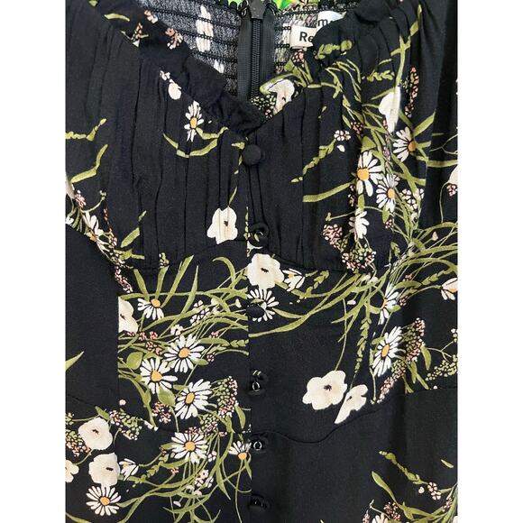 Reformation Fairway Floral Print Crepe Midi Dress Black Floral Flowers Sz 4 NWOT - Picture 4 of 8